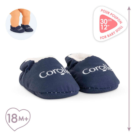Pantofole per bambole Corolle blu navy - vestiti per bambole 30 cm.