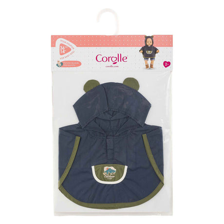 Costume da bambola Corolle poncho da pioggia 36 cm con cappuccio e orecchie da orso.