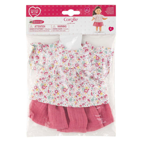 Set di vestiti per bambola Corolle, camicetta floreale e gonna, accessorio per bambola da 36 cm.