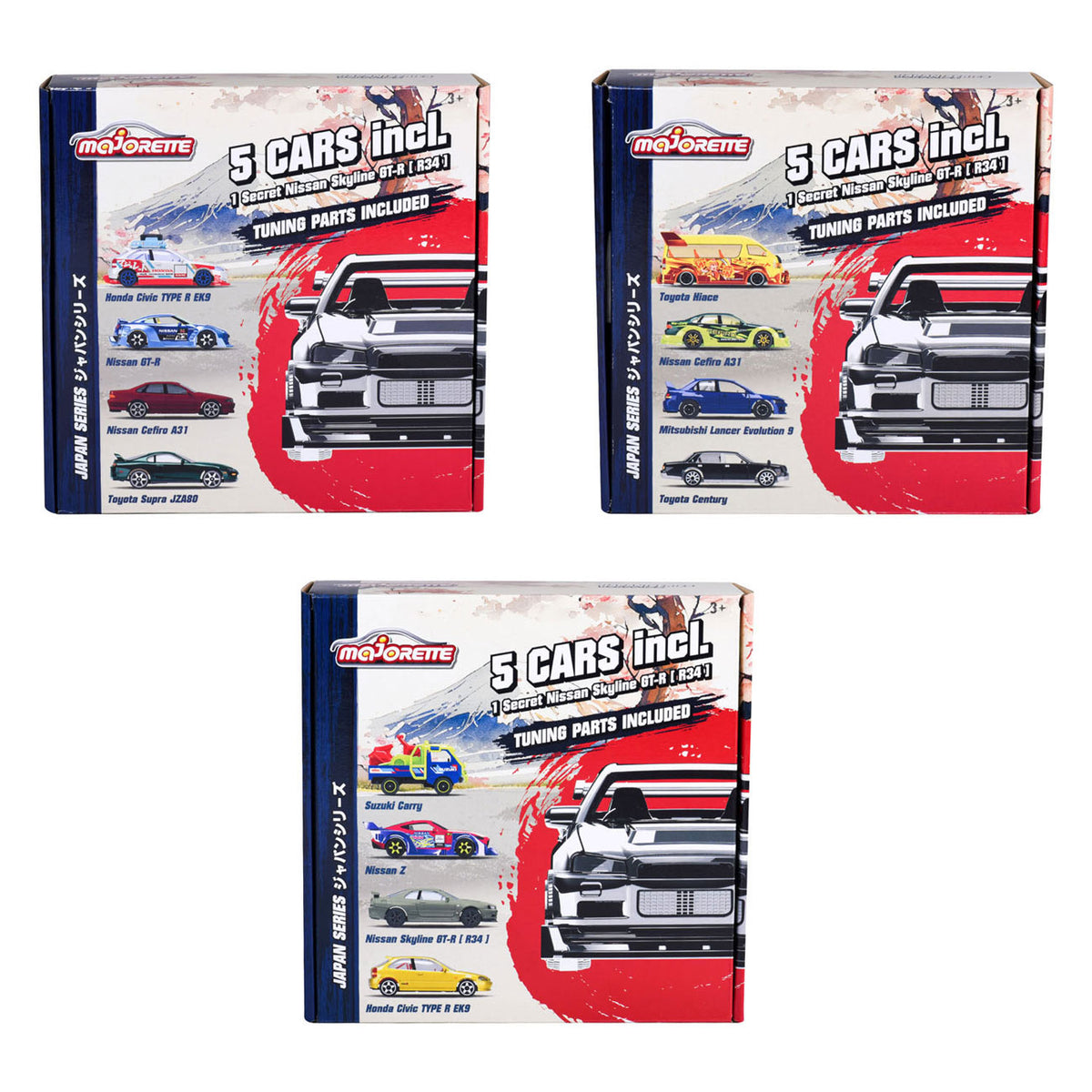 Confezione bonus di auto pressofuse della serie Majorette Japan, 5 pezzi.