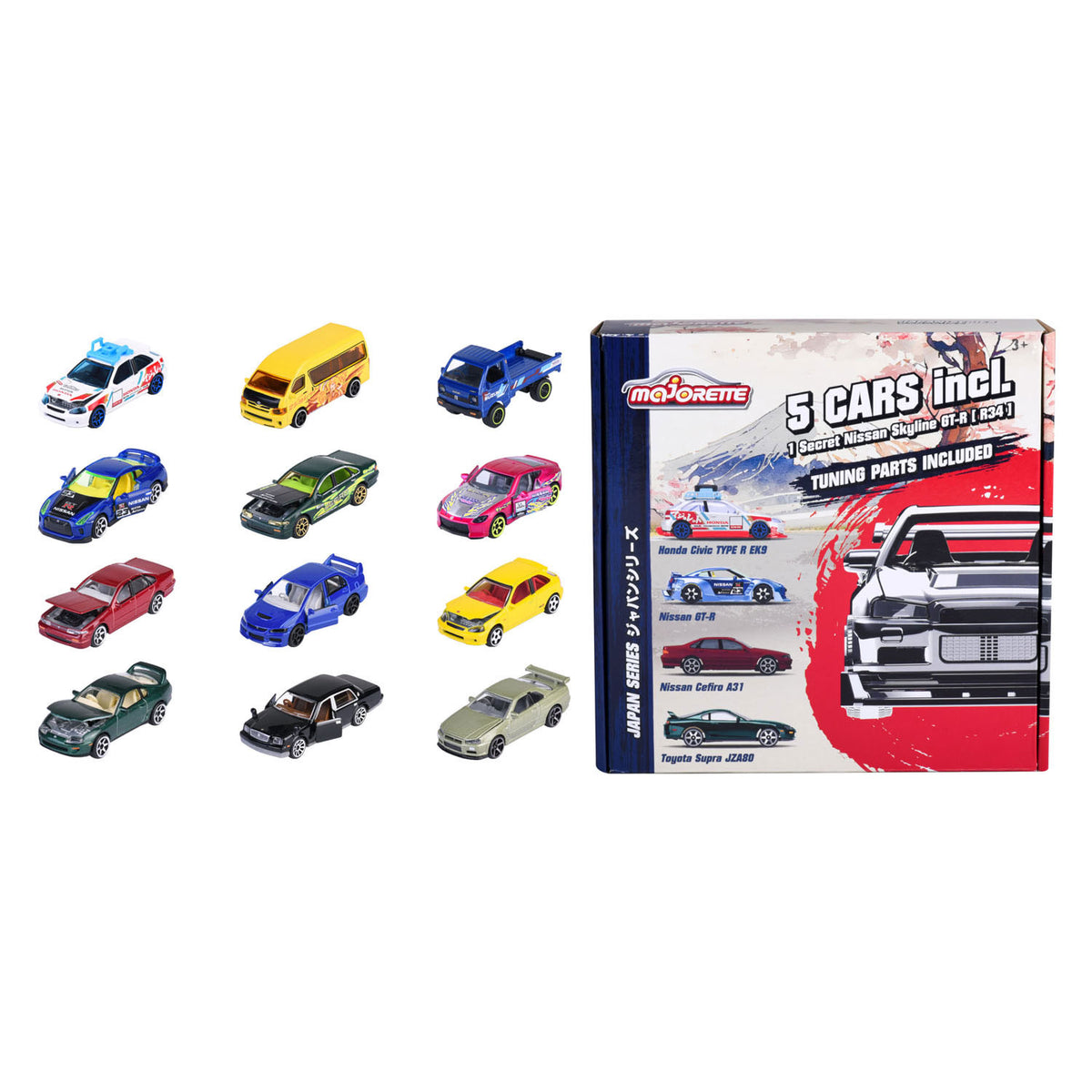 Confezione bonus di auto pressofuse della serie Majorette Japan, 5 pezzi.