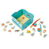 Simba gioco di pesca in legno giocattoli educativi canna da pesca con magnete per acquario 19 pezzi.