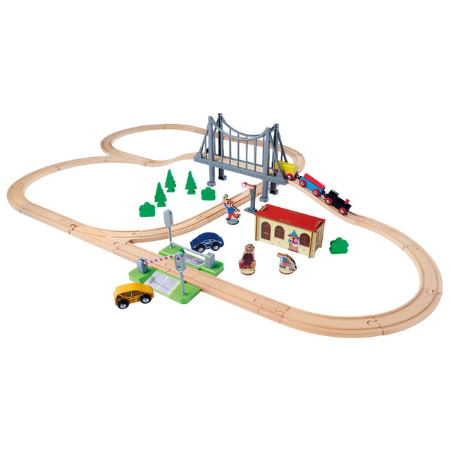 Binario del treno Eichhorn con set da gioco a ponte, 55 pezzi.