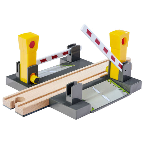 Binari del treno Eichhorn passaggio a livello con barriere, 3 parti.