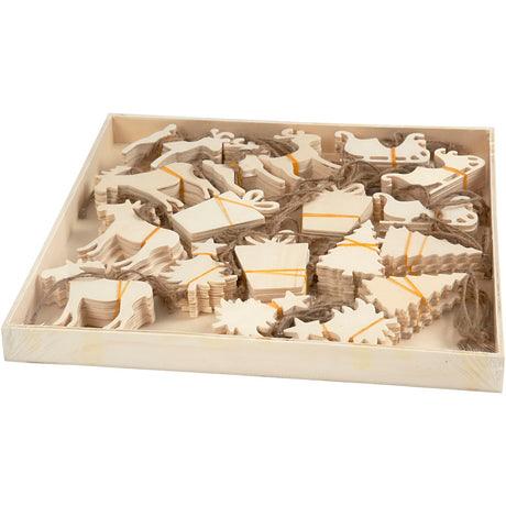 Creativ company addobbi in legno tema natalizio, 90 pz.