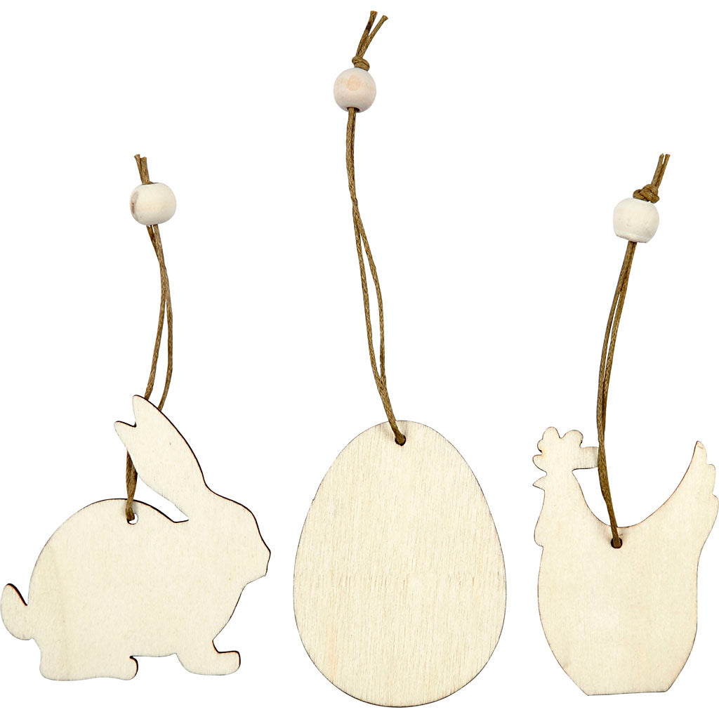 Azienda creativa http: www.cchobby.nl wooden-decorations-rabbit-egg-chicken-size-6-cm-thickness-3-mm-9-piece-1-box