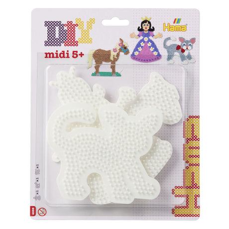 Tavole termoadesive Hama midi con perline - principessa, cavallo, gatto
