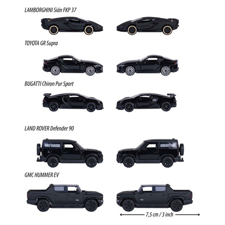 Veicoli pressofusi Simba majorette black edition, 5 pz.