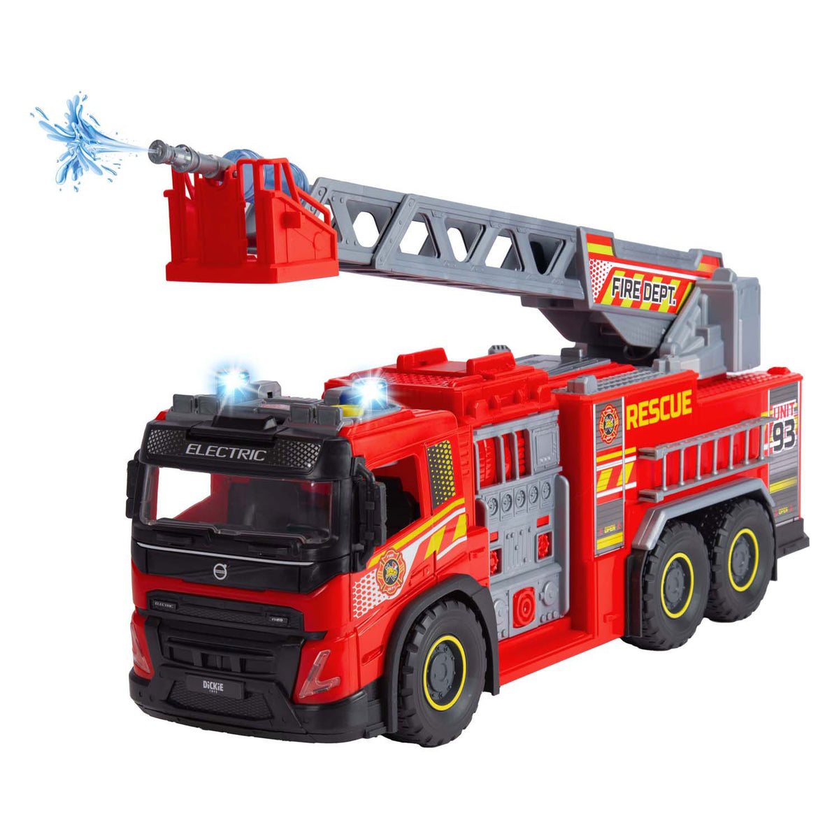 Dickie Toys - camion dei pompieri gigante Volvo - camion dei pompieri - luci e suoni - servizi di emergenza - da 3 anni