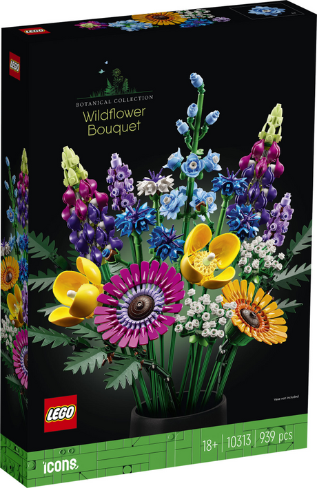Set da costruzione per bouquet di fiori di campo con icone Lego per adulti, collezione botanica - 10313