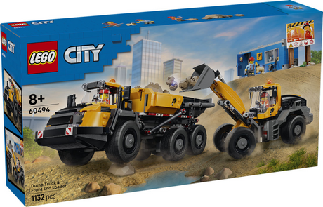 Lego City, camion con cassone ribaltabile e veicolo con caricatore frontale, giocattoli per bambini 60494
