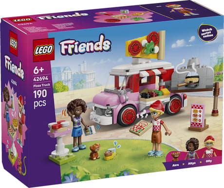 LEGO Friends Il camion delle pizze giocattolo per bambini dai 6 anni in su con 2 personaggi 42694