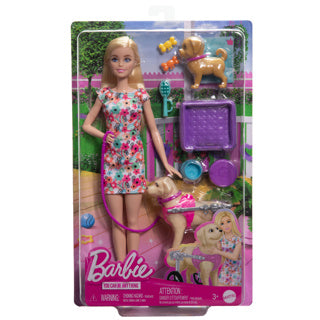 Barbie, set da gioco e accessori per animali domestici con camminata e ruota