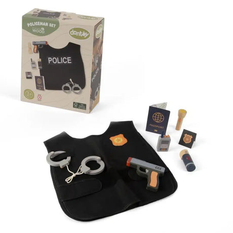 Dantoy set polizia in legno giocattoli da 8 pezzi per bambini.