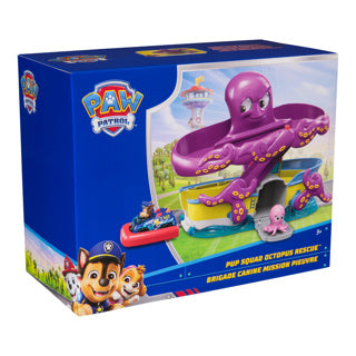 Paw Patrol Pup Squad Octopus Rescue Playset, macchinina da inseguimento da 6,3 cm e pupazzo di polipo, giocattolo per giochi fantasiosi
