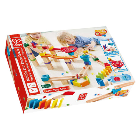 Pista in marmo Hape con domino - set da costruzione pista in marmo rasante 81 pezzi, 3 anni+