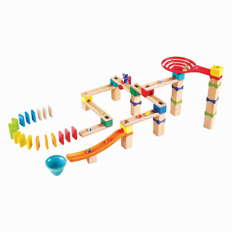 Pista in marmo Hape con domino - set da costruzione pista in marmo rasante 81 pezzi, 3 anni+