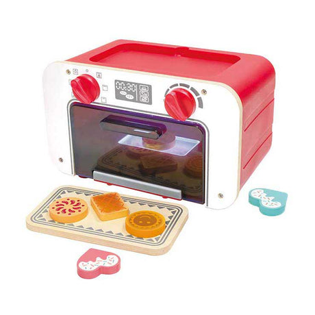 Forno giocattolo Hape con biscotti magici - Set da gioco con forno che cambia colore, 3 anni+