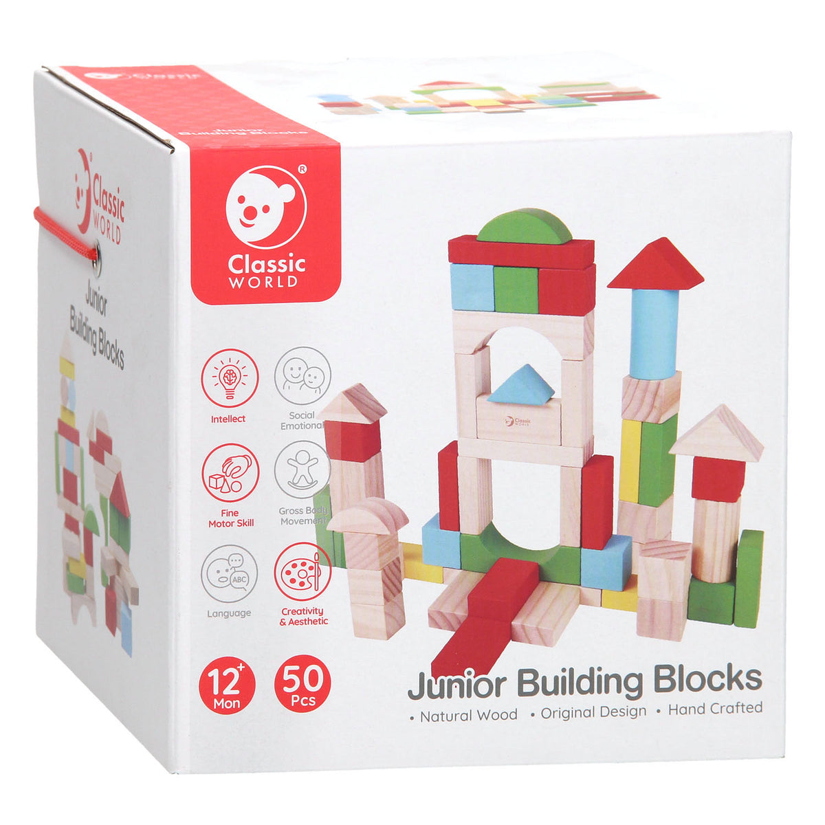 Blocchi di legno Junior del mondo classico, 50 pz.