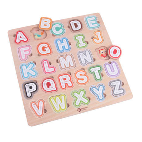 Alfabeto puzzle in legno del mondo classico, 27 pezzi.