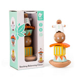 Clown del mondo classico in legno, gioco di stack ed equilibrio, 6 pezzi.