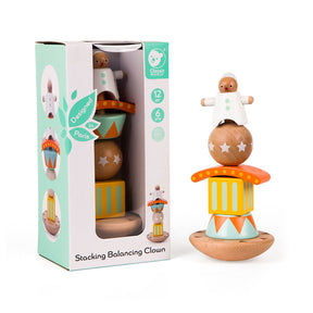 Clown del mondo classico in legno, gioco di stack ed equilibrio, 6 pezzi.