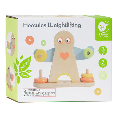 Bilancia in legno del mondo classico, giocattoli educativi Hercules, 7 pezzi.