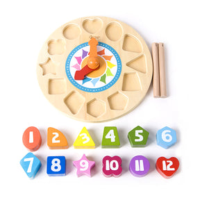 Orologio didattico in legno dal mondo classico con forme tic-tac, 15 pz.