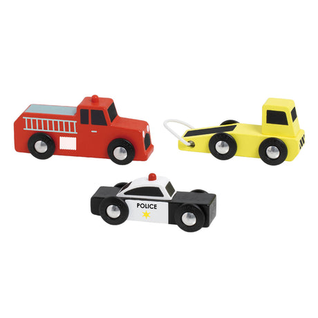 Set di auto d'emergenza in legno del mondo classico, 3 pz.