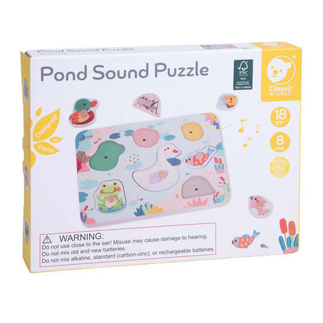 Giocattoli educativi sonori per piscine di puzzle in legno del mondo classico.