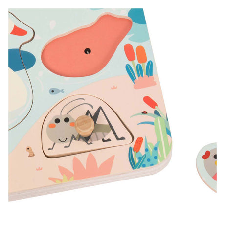 Giocattoli educativi sonori per piscine di puzzle in legno del mondo classico.