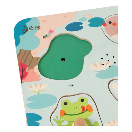 Giocattoli educativi sonori per piscine di puzzle in legno del mondo classico.