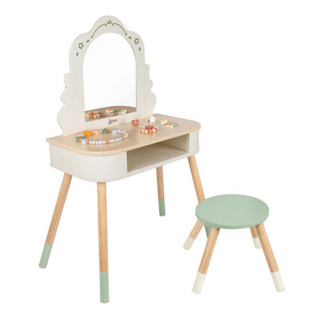 Toilette in legno dal mondo classico con sgabello - accessori inclusi