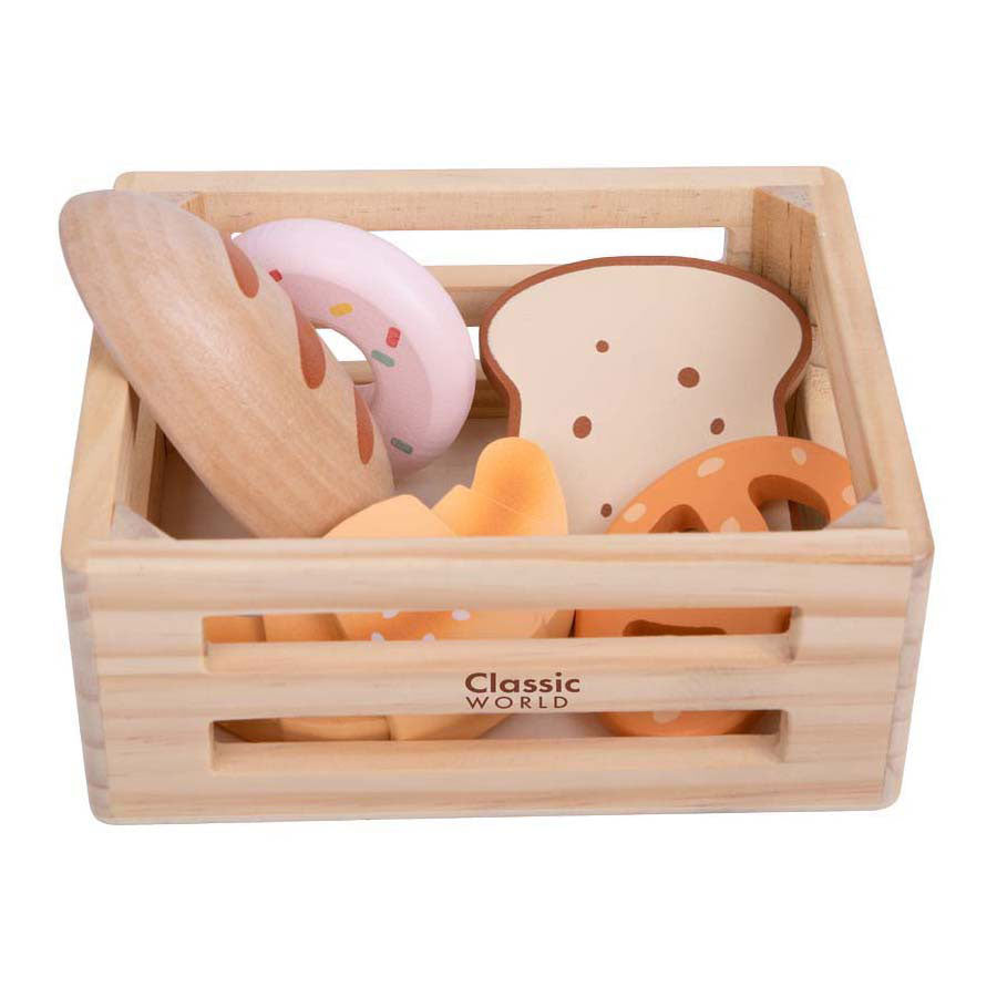 Cassa di legno del mondo classico con pane