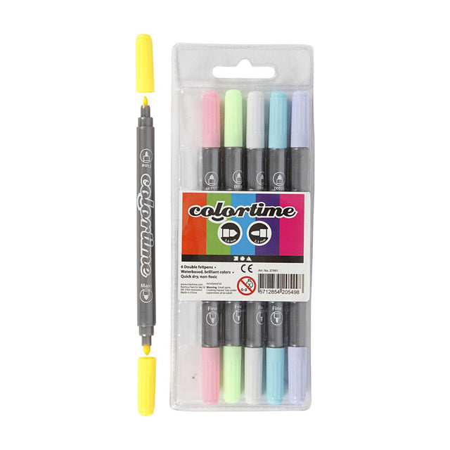 Pennarelli bifacciali Creativ Company - colori pastello, 6 pz.
