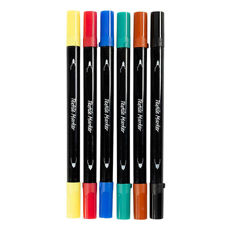 Creativ Company Pennarelli per tessuti fronte-retro colori base - 6 pz.
