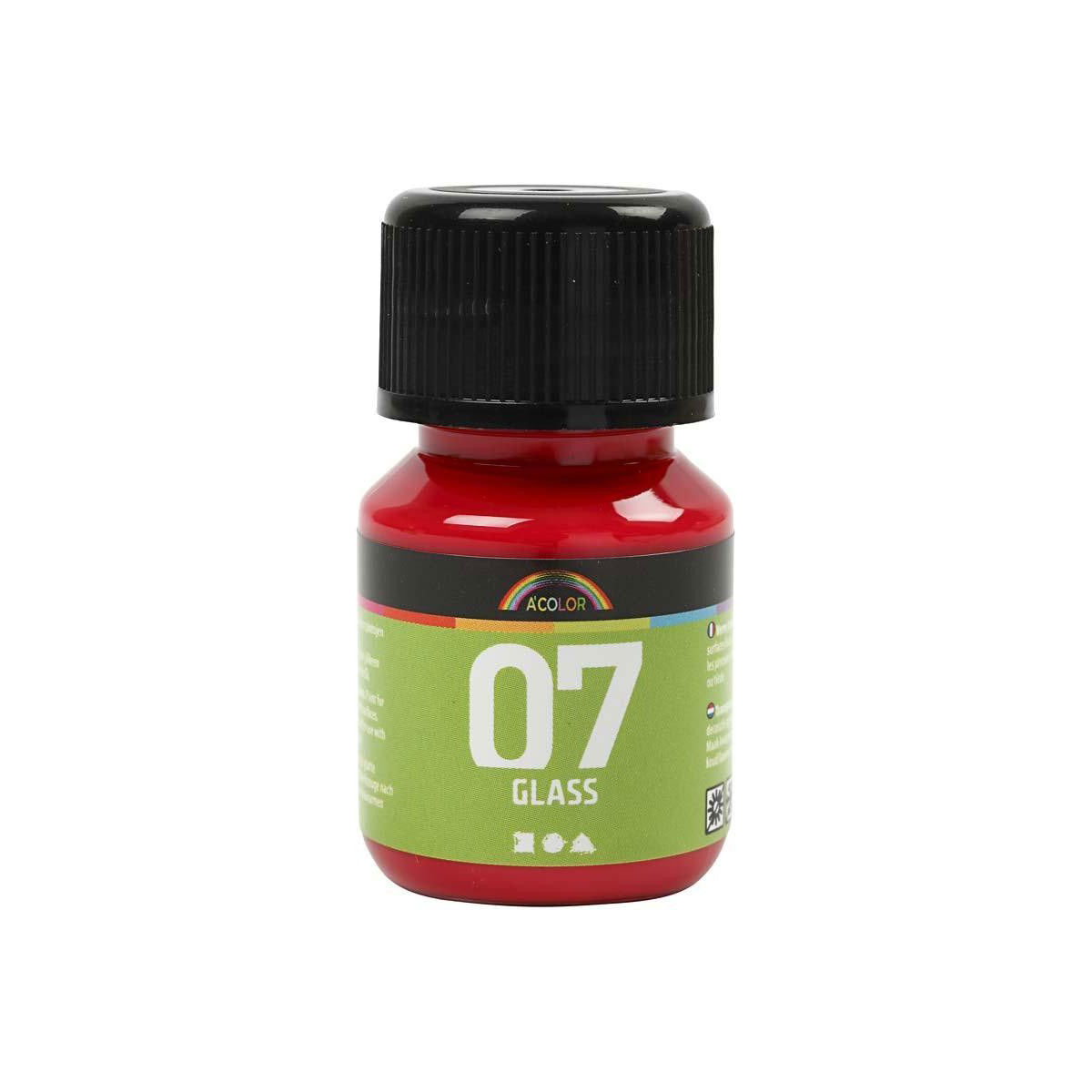 Vernice permanente per vetro A-color - rossa, 30 ml