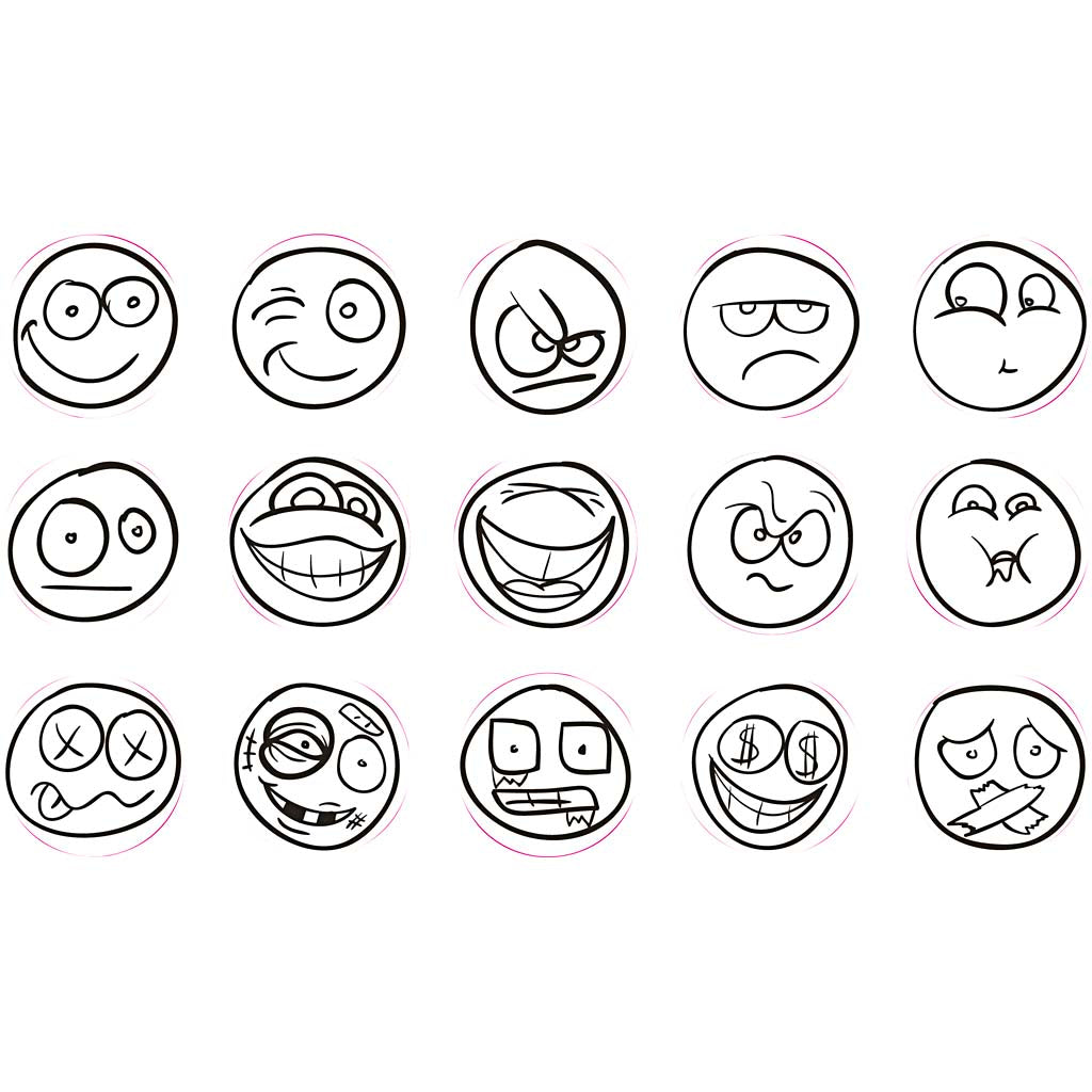 Timbri decorativi Creativ Company con faccina sorridente, 15 pz.