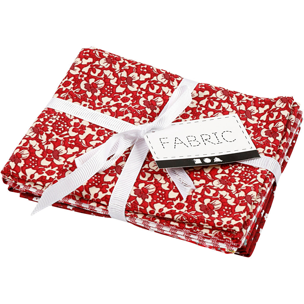 Tessuto patchwork Creative Company rosso 45x55 cm, 4 pz.