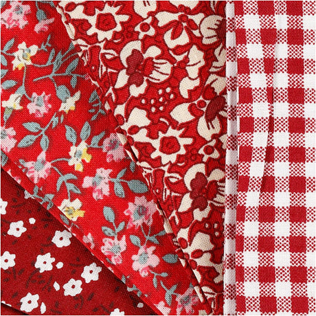 Tessuto patchwork Creative Company rosso 45x55 cm, 4 pz.