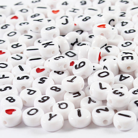 Perline con lettere Creative Company bianche 7mm, 200pz.