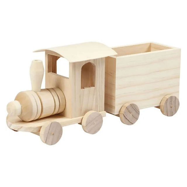 Trenino in legno con vagone dell'azienda creativa