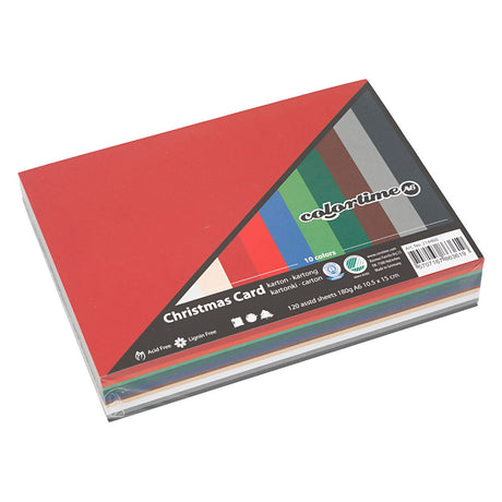 Colortime https: www.cchobby.nl christmas-cardboard-a6-sheet-105x148-mm-180-gr-diverse-colors-120-div-vellen-1-doos