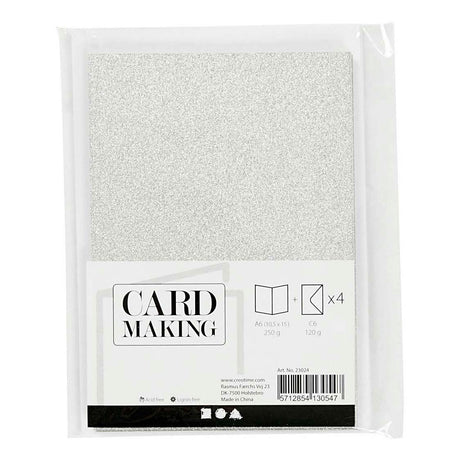 Biglietti e buste aziendali Creativ 10,5x15 cm glitter argento - 4 pz.