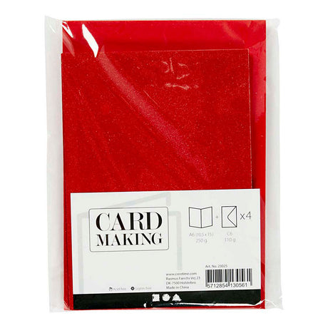 Biglietti e buste aziendali Creativ 10,5x15 cm rosso glitter - 4 pz.