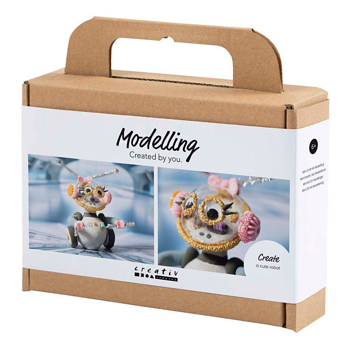 Azienda creativa https: www.cchobby.nl mini-hobbyset-boetseren-robot-grey-pink-1-doos