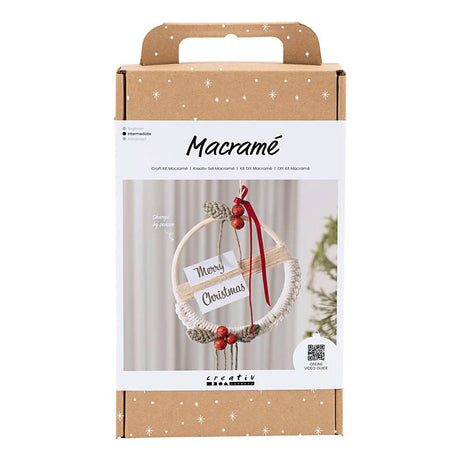 Azienda creativa https: www.cchobby.nl hobbyset-macrame-ghirlanda di natale-verde muschio-rosso-natale-bianco-sporco-1-doos