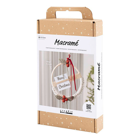 Azienda creativa https: www.cchobby.nl hobbyset-macrame-ghirlanda di natale-verde muschio-rosso-natale-bianco-sporco-1-doos