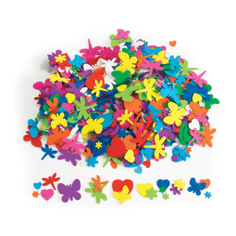 Colorazioni - schiuma a forma di fiori, cuori e insetti, 500pz.