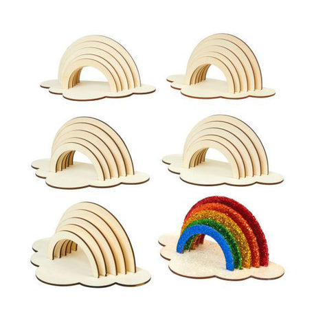 Colorazioni: prepara e decora il tuo arcobaleno di legno, set di 6